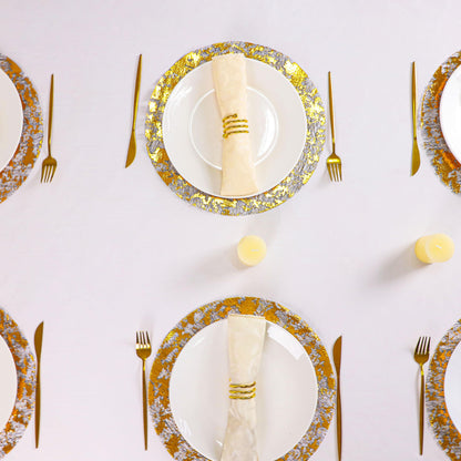 Snowkingdom Black Gold Placemats Round Disposable Sparkly Paper Metallic Glitter Foil Gold Doilies Luxury Dining Table Decoration Centerpieces for Party Birthday Wedding Christmas Shower Set of 24