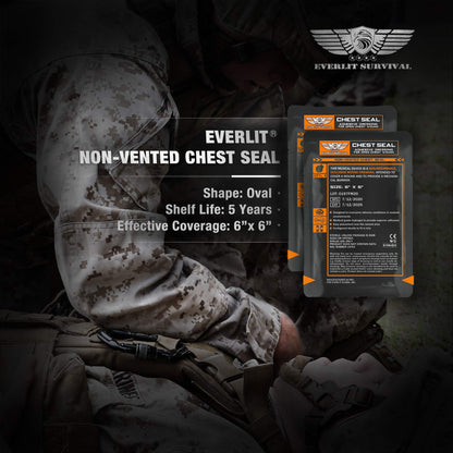 EVERLIT Advanced Emergency Trauma Kit, CAT GEN-7 Tourniquet Mil-Spec Nylon Laser Cut Pouch with 36" Splint, Military Combat Tactical IFAK for First Aid Response Bleeding Control (Coyote Brown)