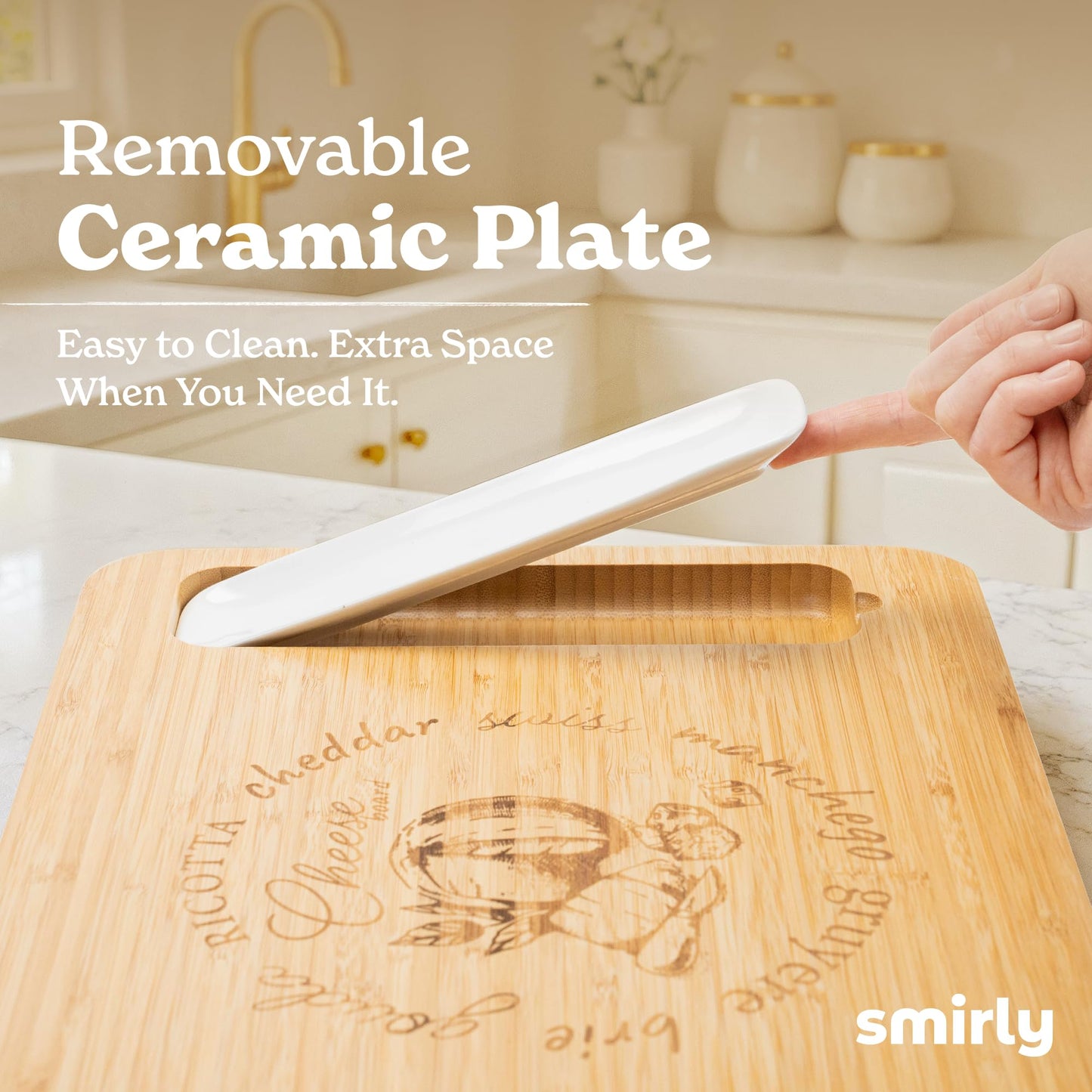 SMIRLY Charcuterie Boards Set - Large Bamboo Cheese Board set - House Warming Gifts New Home, Wedding Gift for Couple, Bridal Shower Gift, Birthday Gifts for Women