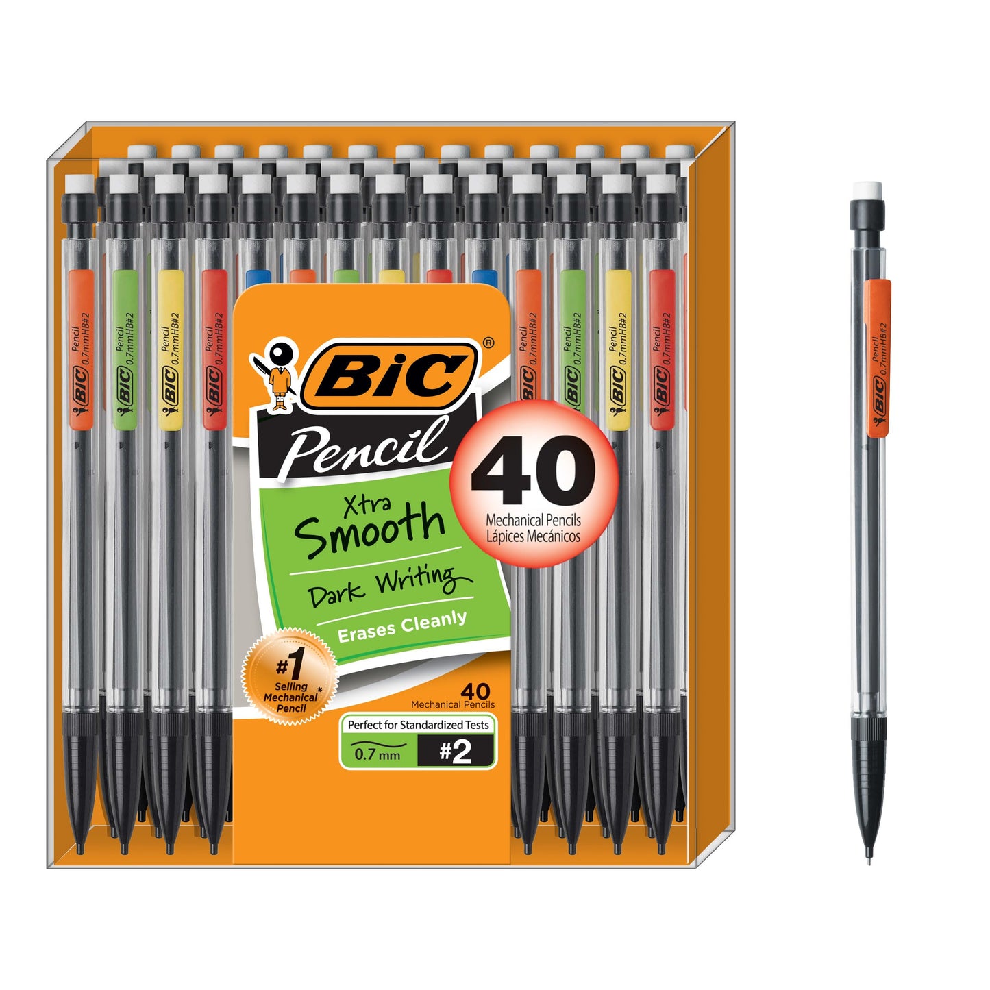 BIC Xtra Smooth Mechanical Pencil with 0.7 mm Medium Point, Refillable and Retractable, 40-Count Pack