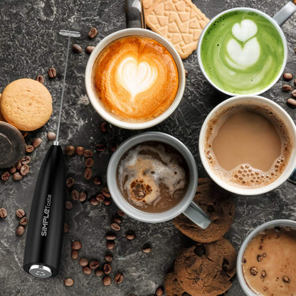 SIMPLETaste Milk Frother Handheld Battery Operated Electric Foam Maker, Drink Mixer with Stainless Steel Whisk and Stand for Cappuccino, Bulletproof Coffee, Latte