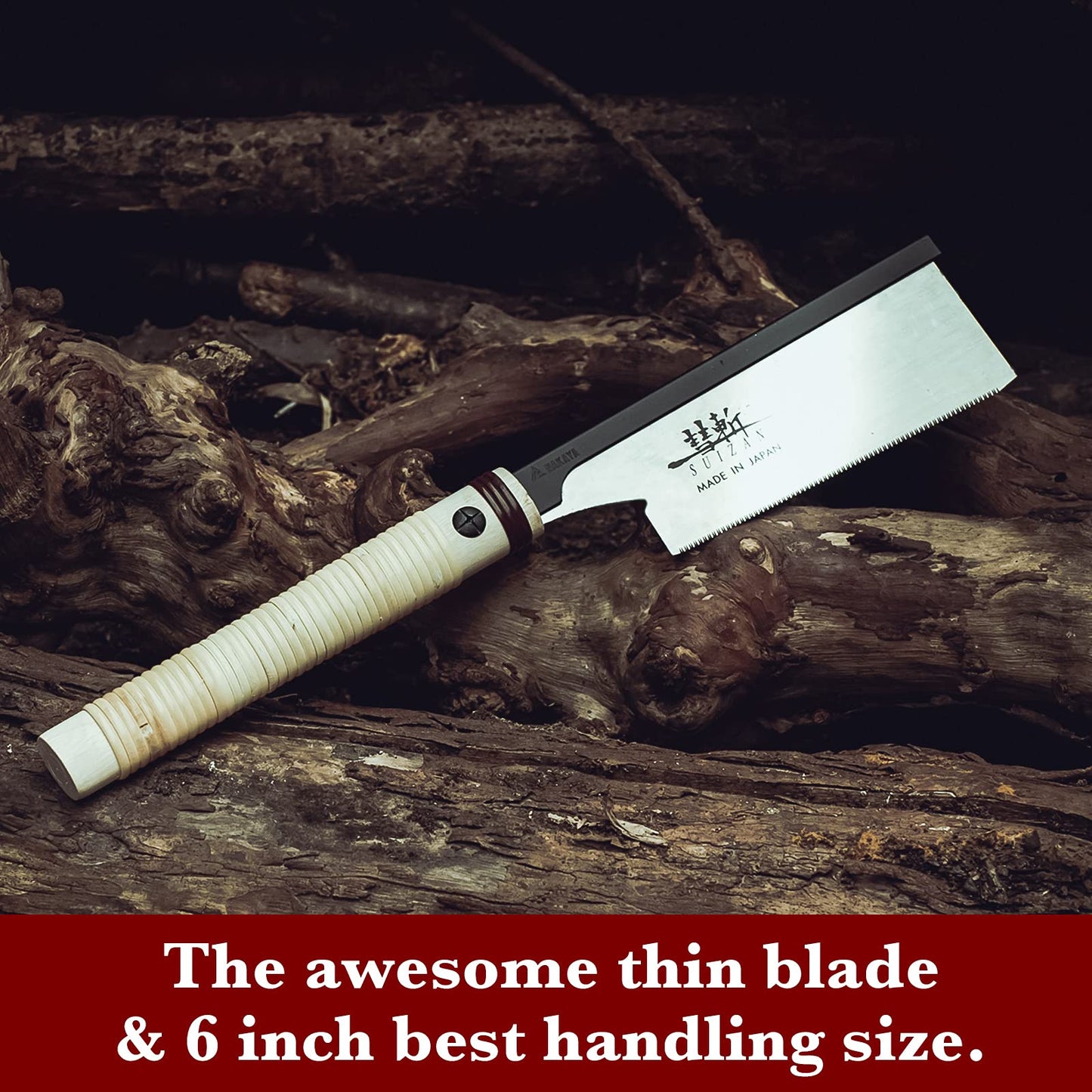 SUIZAN Dozuki Dovetail Saw 6" Crosscut - Professional Japanese Pullsaw Handsaw Woodworking Tools