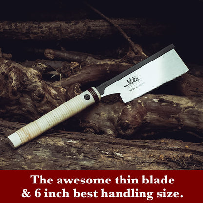 SUIZAN Dozuki Dovetail Saw 6" Crosscut - Professional Japanese Pullsaw Handsaw Woodworking Tools