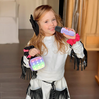 YLL Mini Karaoke Machine with 2 Wireless Microphones, TOP Kids Gifts for Girls Ages 3, 4, 5, 6, 7, 8, 9,10,11,12 +Year Old, 4-12 Years Old Birthday Toy Gift for Girls Boys Party (Purple)