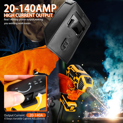 AwxryoX Portable Handheld Welding Machine, 110V 140Amp Upgraded Maquina de Soldar with IGBT Inverter 6 Variable Current, Soldadora Welding Tool Set with 3/32"-1/8" Welding Rod & Protective Gloves