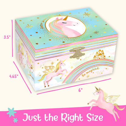 Giggle & Honey Musical Jewelry Box for Girls - Kids Jewelry Box, Unicorn Toys for Girls 4-6, Unicorn Gifts, 6 x 4.7 x 3.5 in
