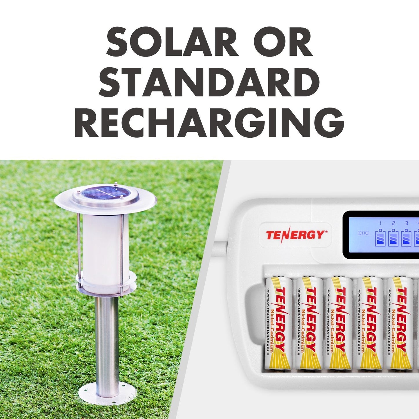 Tenergy AA Rechargeable Battery NiCd 1000mAh 1.2V Battery Pack for Solar Lights, Garden Lights, 12 Pack