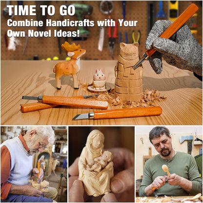 Wood Carving Kit, 23pcs Wood Carving Tools with 4 Wood Carving Knives 5 Detail Knives 9 Blocks, Whittling Kit DIY Hobbies for Adults