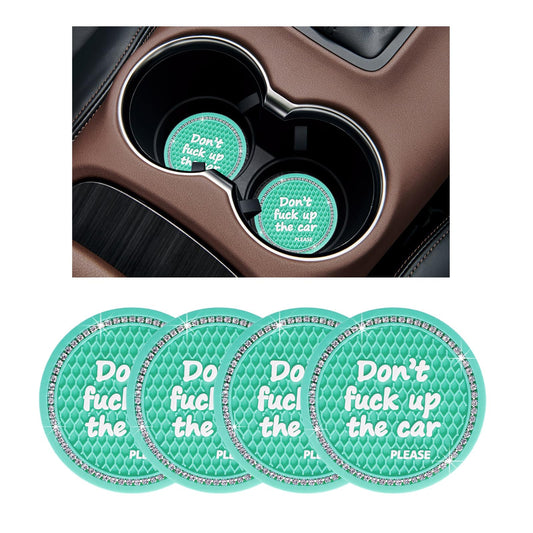 Ziciner 4 Pack Bling Car Cup Holder Coaster, 2.75 Inch Anti-Slip Auto Insert Cup Coaster, Crystal Car Drink Cup Mat Perfect for Women Girls, Universal Interior Decor Accessories (Mint Green)