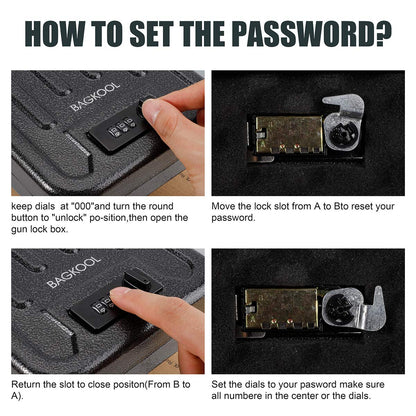 BAGKOOL Fireproof Security Box with 3-Digit Combination Lock, Portable Safe for Guns, Money, Documents - 39IN Patented Security Cable Included - Ideal for Valuables and Firearms, Size 9.4x6.5x2 IN