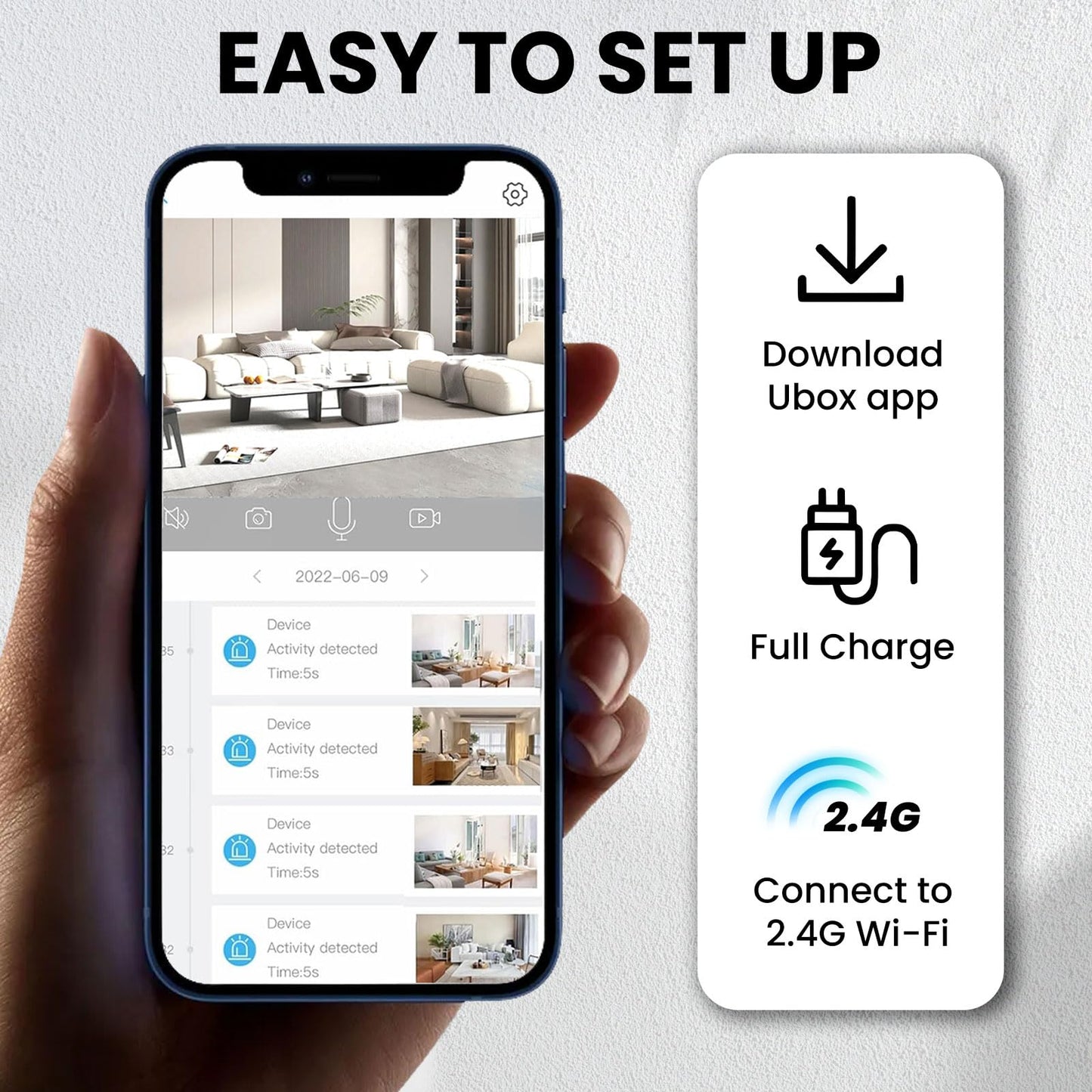 Funstorm 2025 Upgraded Security Camera, 4K HD Mini Nanny Cam for Home with Night Vision, WiFi Indoor Camera, 100 Days Long Battery Life, Motion Detection, Remote Viewing, Wireless Surveillance Cam