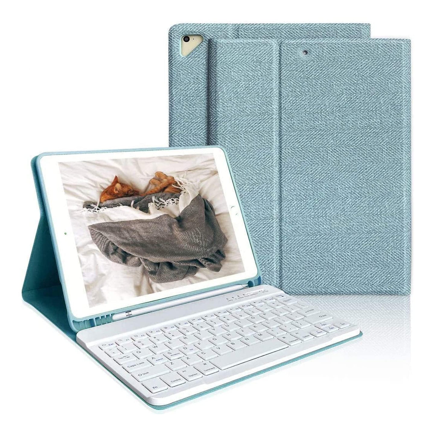 aMZCaSE iPad Pro 9.7 Inch Case with Keyboard for iPad 6th Generation(2018),iPad 5th Generation(2017),iPad Air 2 Case with Keyboard,iPad Air 1,Wireless Detachable Bluetooth Keyboard,Lake Blue