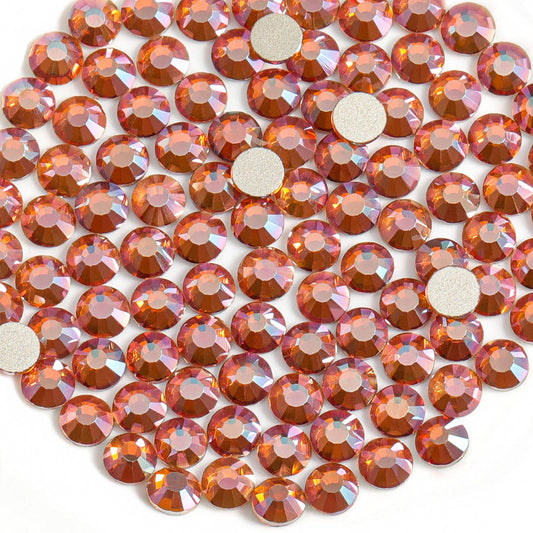 Beadsland 1440 Pieces Flat Back Crystal Rhinestones Round Gems,Amber,SS3,1.2-1.4mm