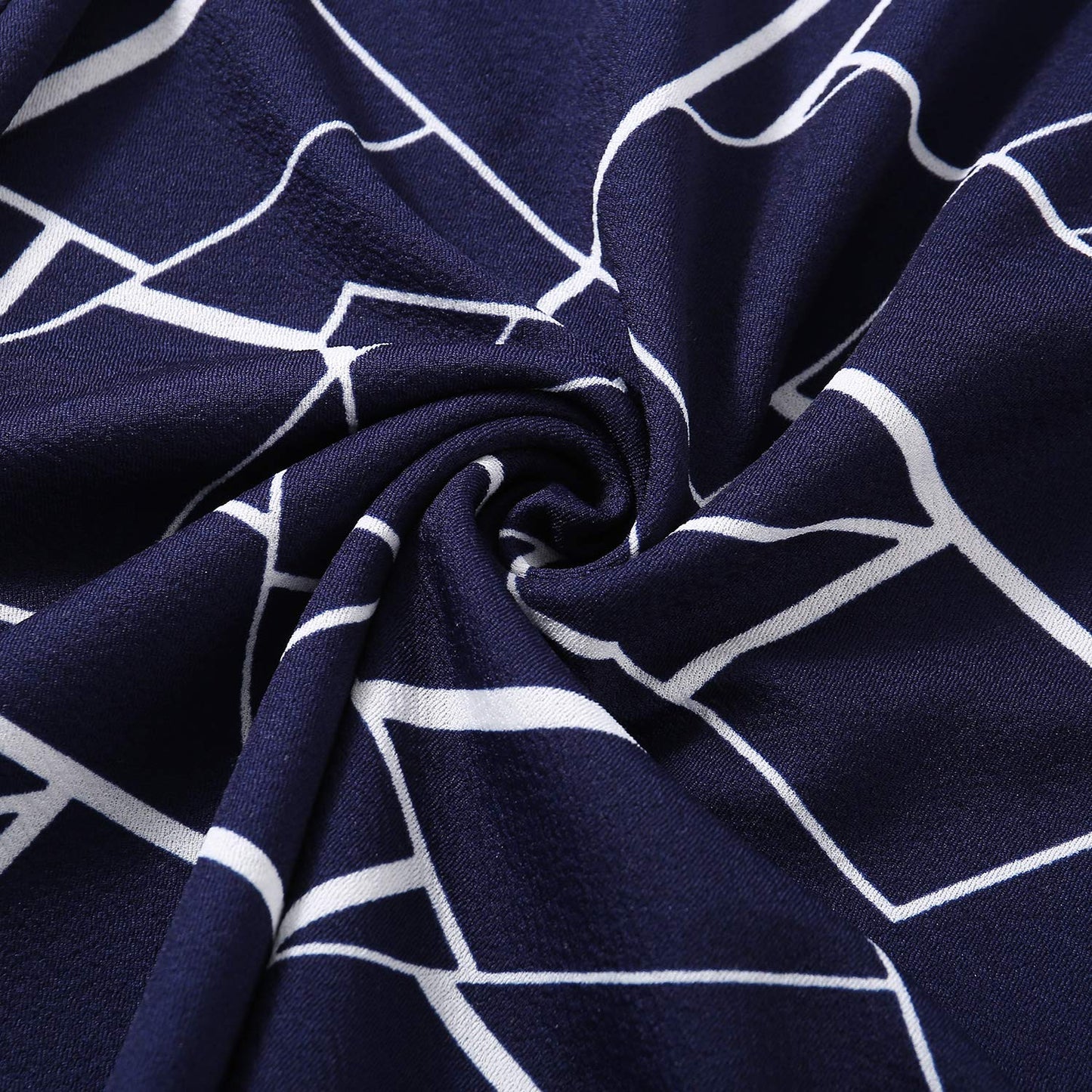 YATHON Women's Vintage Ruffle Floral Flared A Line Swing Casual Cocktail Party Dresses (L, YT001-Blue w Stripe)