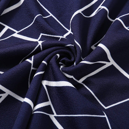 YATHON Women's Vintage Ruffle Floral Flared A Line Swing Casual Cocktail Party Dresses (L, YT001-Blue w Stripe)