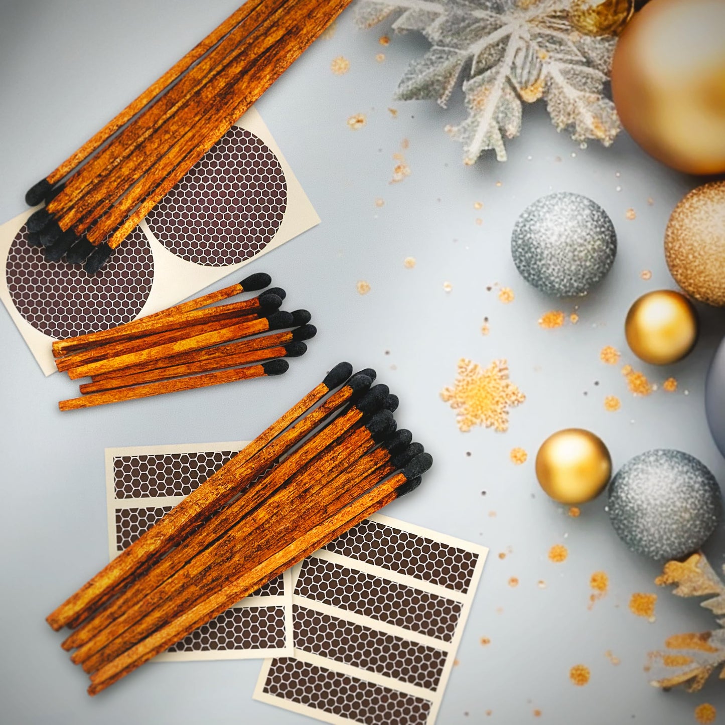 2" Brown Stick Black Tip Espresso Style Safety Matches | 100+ Artisan Bulk Matchsticks with Adhesive Strikers by Thankful Greetings | Unique Candle Lighting for Your Home, Gifts, & Events