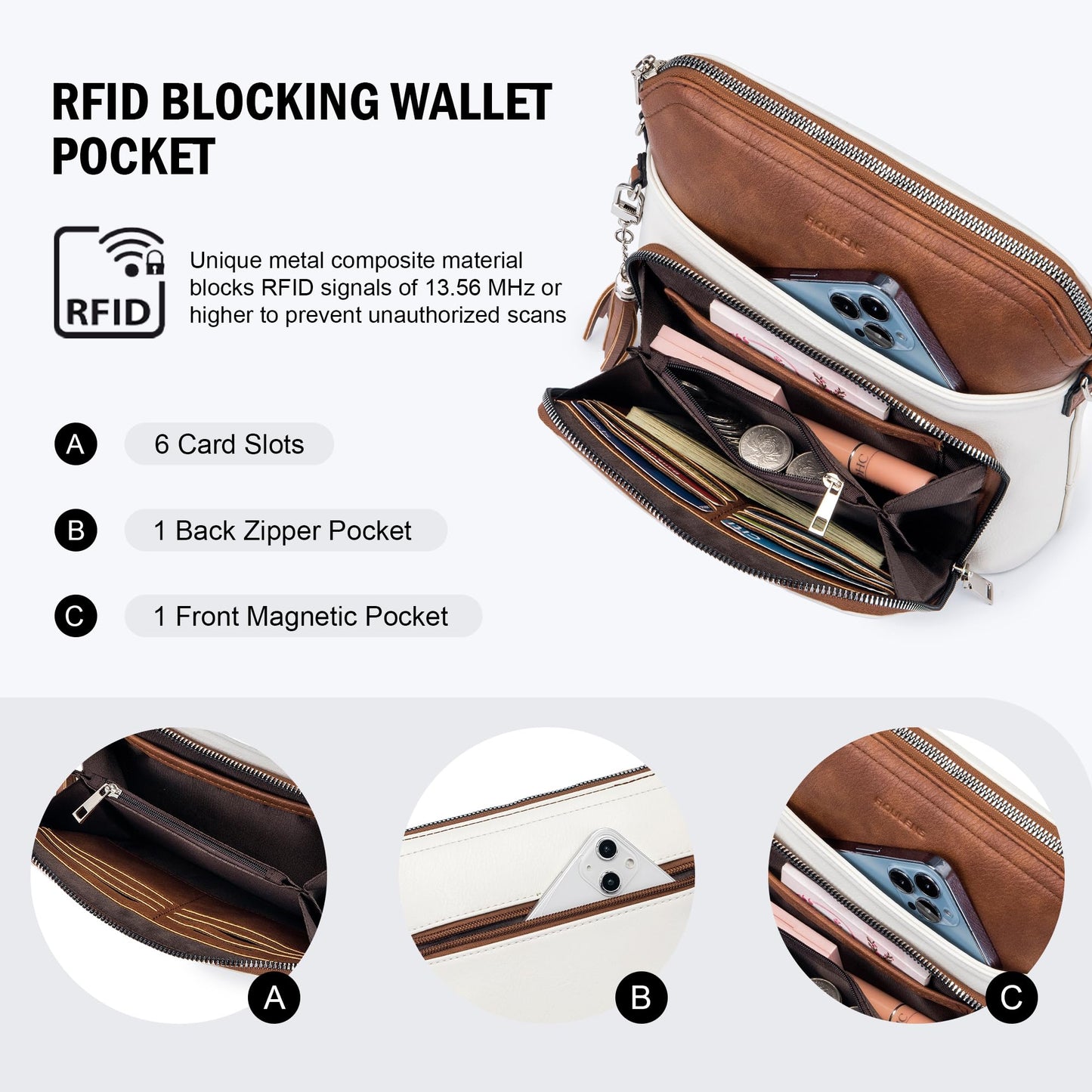 Roulens Crossbody Purse for Women,Lightweight Medium Crossbody Bag Soft Leather Women's Shoulder Handbags with Tassel