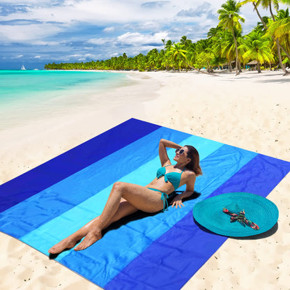 WIWIGO Beach Blanket, Sandproof Beach Mat 120in X 108in for 2-8 Adults Waterproof Quick Drying Outdoor Picnic Mat for Travel, Camping, Hiking