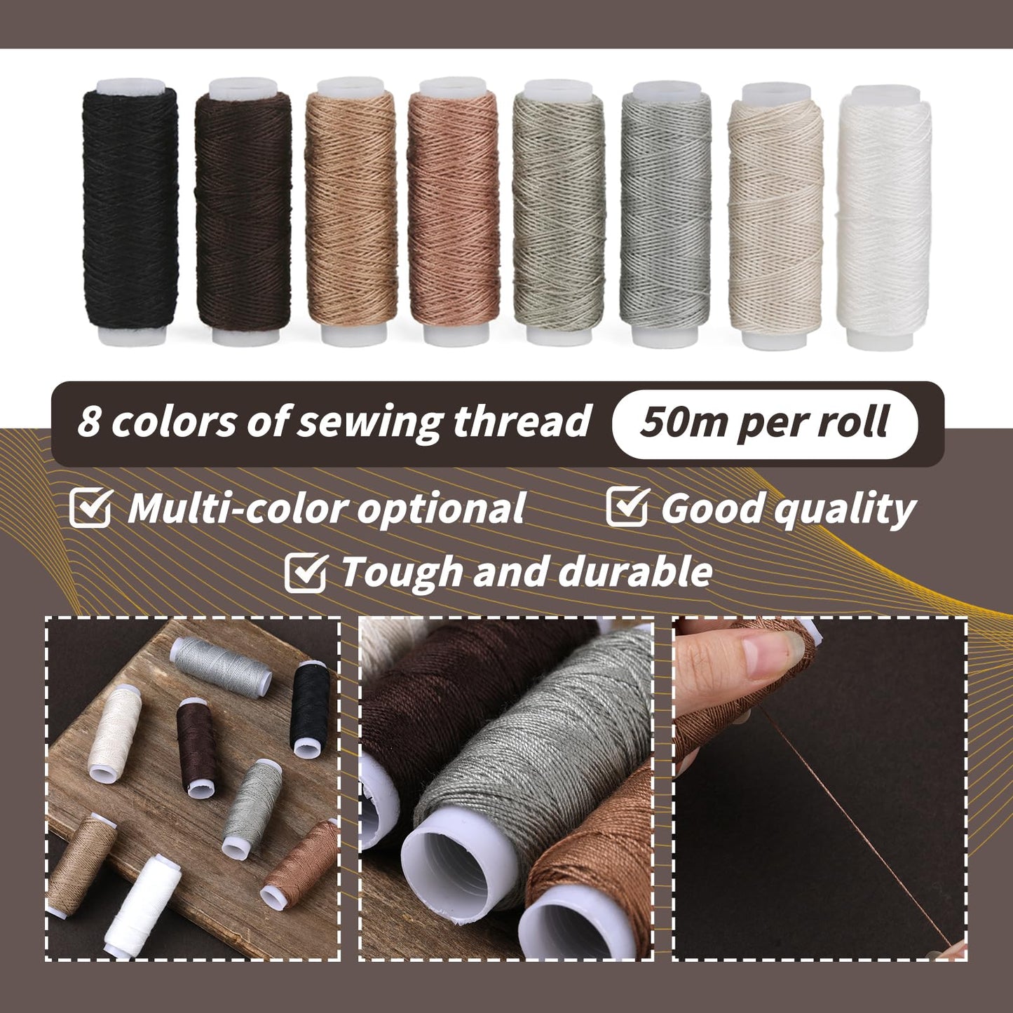 BAGERLA Upholstery Repair Sewing Kit Heavy Duty Sewing Kit with Awl Tools, Seam Ripper, Hand Stitching Needles, Upholstery Thread, Leather Craft Tool Kit for Shoes Sofa Tent Carpet Leather Craft DIY