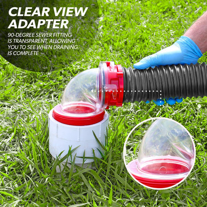 Valterra 15-Foot Dominator RV Sewer Hose Kit, Universal Sewer Hose for RV Camper, Includes 15-Foot Hose with Rotating Fittings, 90 Degree ClearView Sewer Adapter, and 2 Drip Caps