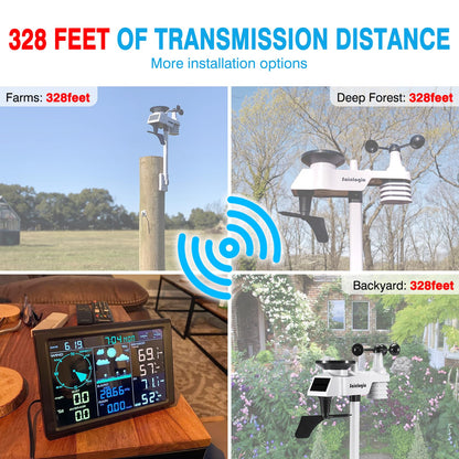 Sainlogic Wireless Weather Station with Outdoor Sensor, 8-in-1 Weather Station with Weather Forecast, Temperature, Air Pressure, Humidity, Wind Gauge, Rain Gauge, Moon Phrase, Alarm Clock (No WiFi)