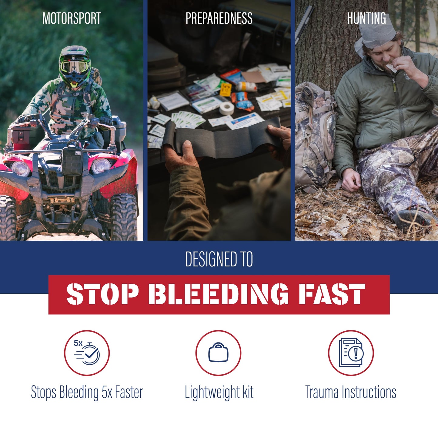 Adventure Medical Kit Trauma Pak First Aid Kit with QuikClot - First Aid Kit for Emergency Supplies, Camping Essentials & More - Compact Trauma Kit with Gloves, Alcohol Swabs, Bandages & More