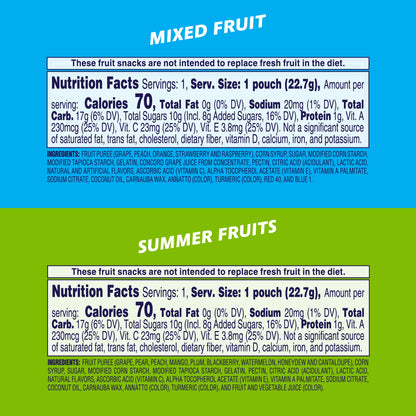 Welch's Fruit Snacks, Mixed Fruit & Summer Fruits Variety Pack, Great for School Lunches, Bulk Pack, Individual Single Serve Bags, 0.8 oz (Pack of 60)