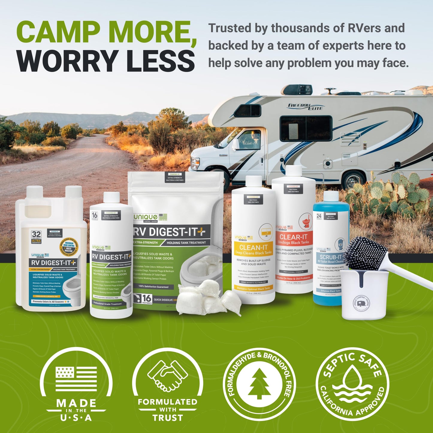Unique RV Digest-It Classic RV Toilet Treatment, Drop-In Pod - Convenient, Dissolvable, Mess-Free - Eliminates Odors and Liquifies Waste (20 Pods)