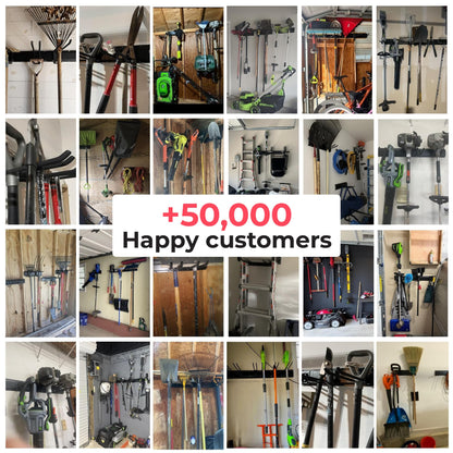 TIDYME Garage Tool Organizer Wall Mount - 48 inches - Sturdy Storage Rack with Adjustable Hooks, Anti-Rust - Easy Installation, 300lbs Capacity - Garden Tool Organizer (03 Racks & 06 Hooks)