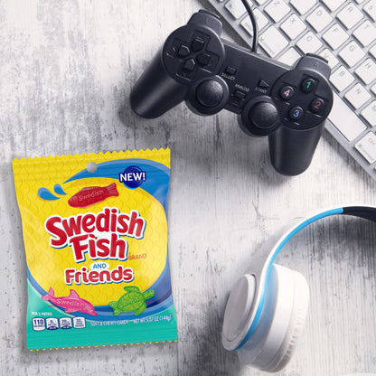 SWEDISH FISH and Friends Soft & Chewy Candy, Bulk Candy, 12-3.59 oz Bags