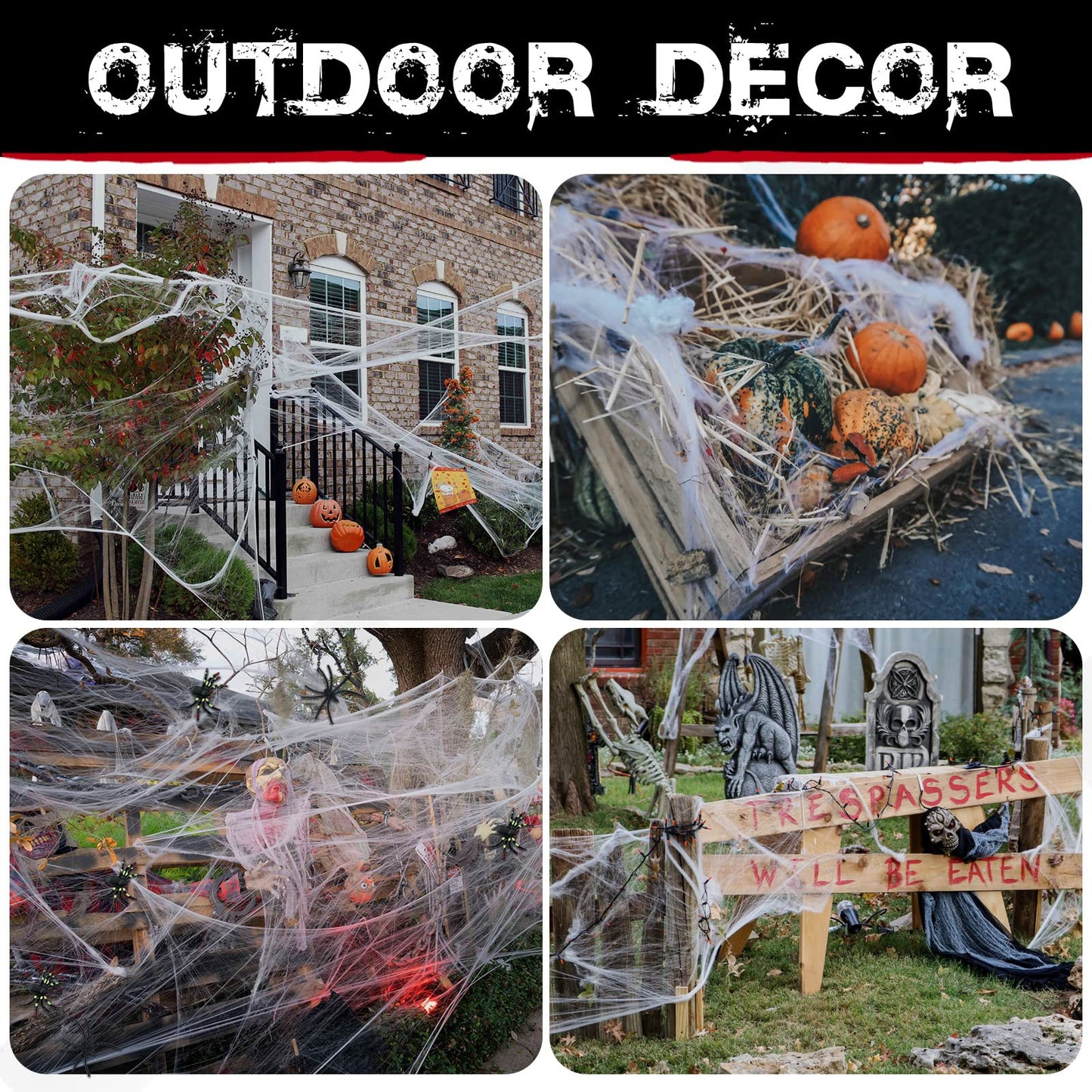 1000 sqft Spider Webs Halloween Decorations Bonus with 30 Fake Spiders, Super Stretch Cobwebs for Halloween Indoor and Outdoor Party Supplies