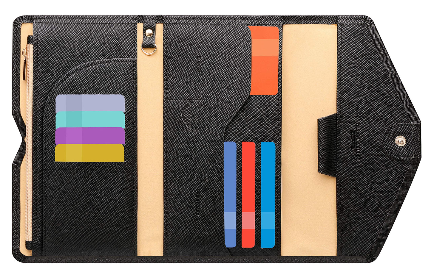 ZOPPEN Multi-purpose Rfid Blocking Travel Passport Wallet (Ver.4) Tri-fold Document Organizer Holder, 1 Black