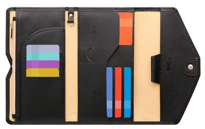 ZOPPEN Multi-purpose Rfid Blocking Travel Passport Wallet (Ver.4) Tri-fold Document Organizer Holder, 1 Black