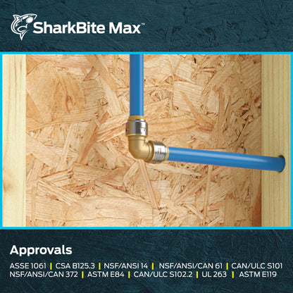SharkBite Max 1/2 Inch 90 Degree Elbow, Push to Connect Brass Plumbing Fitting, UR248A