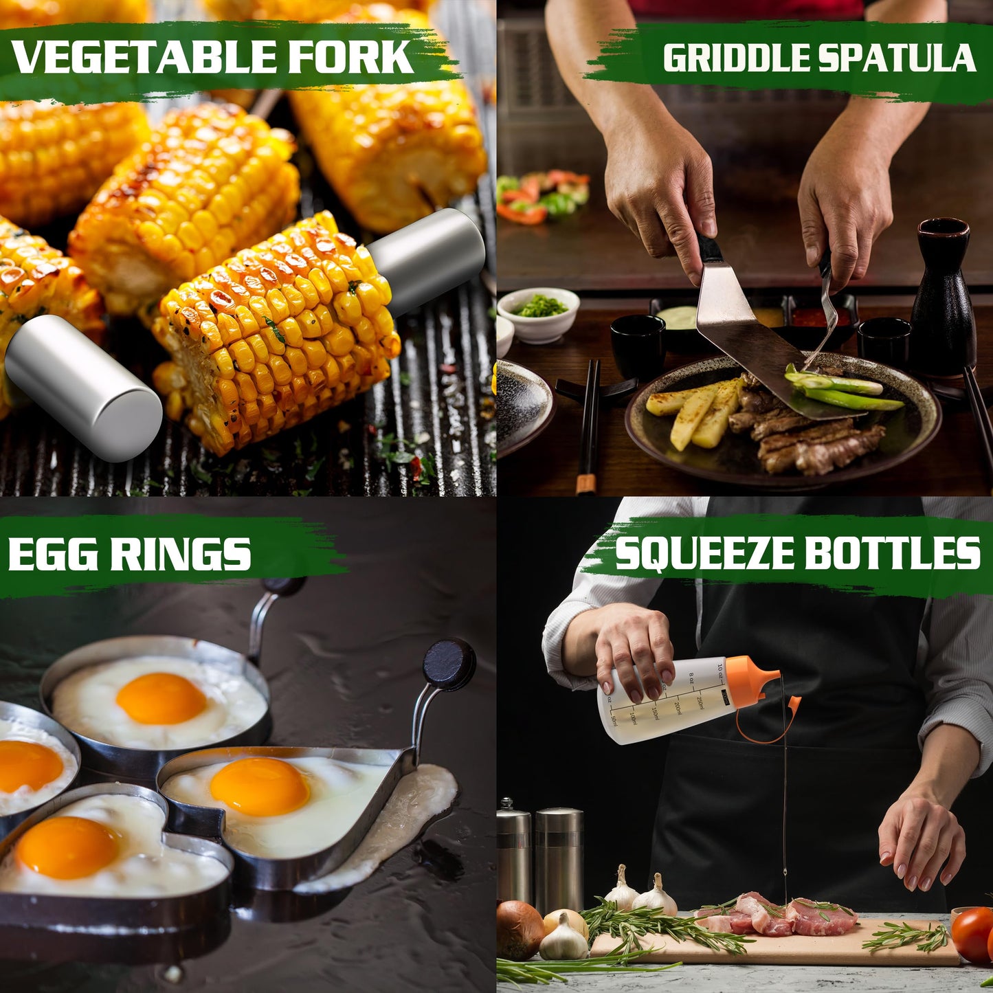 120 Pcs Griddle Accessories Kit for Blackstone - Perfect Flat Top Grill Accessories for Outdoor, Professional Round Melting Dome with Cast Iron Smash Burger Press for Barbecue.