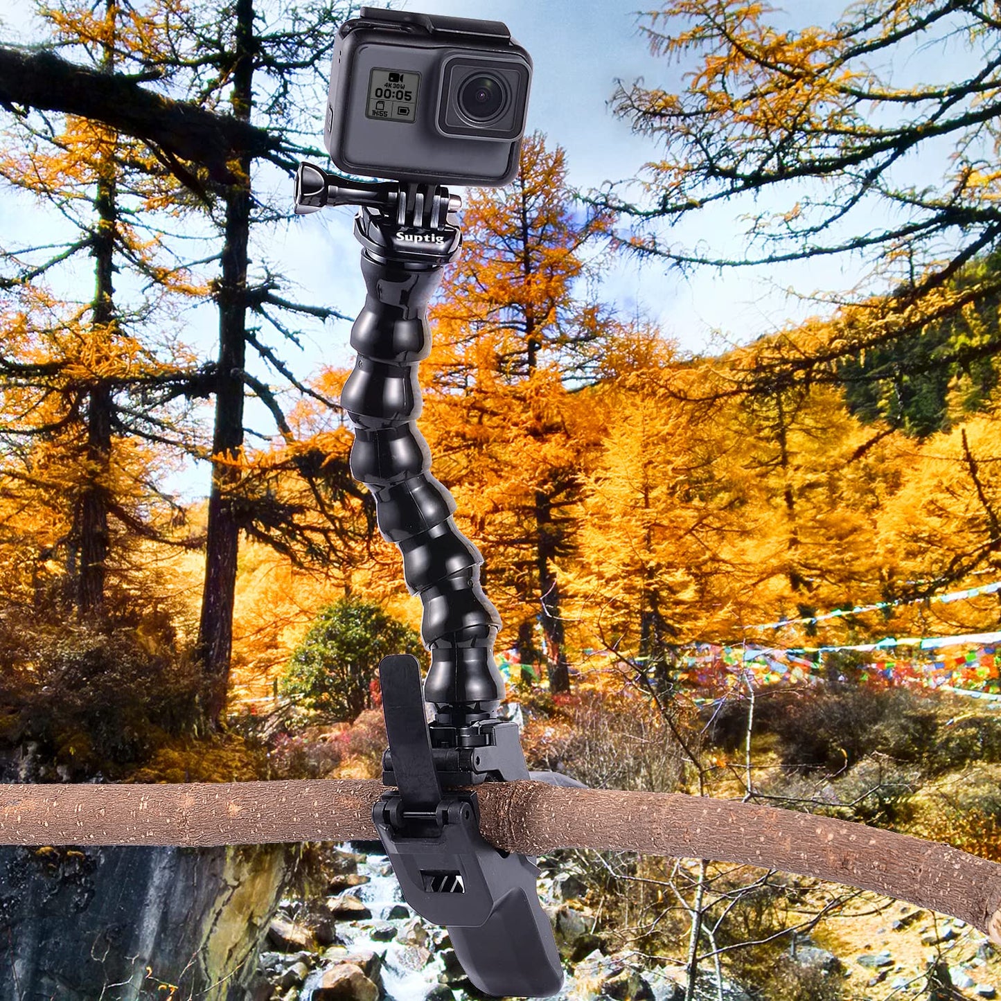 Suptig Jaws Flex Clamp Mount Gooseneck Mount for GoPro Hero 13 Hero 12 Hero 11 Hero 10 Hero 9 Hero 8 Hero 7 Hero 6 Hero 5 Hero 4 Session Hero 3+ Hero 3 Akaso EK7000 DJI osmo Arlo Action Camera.