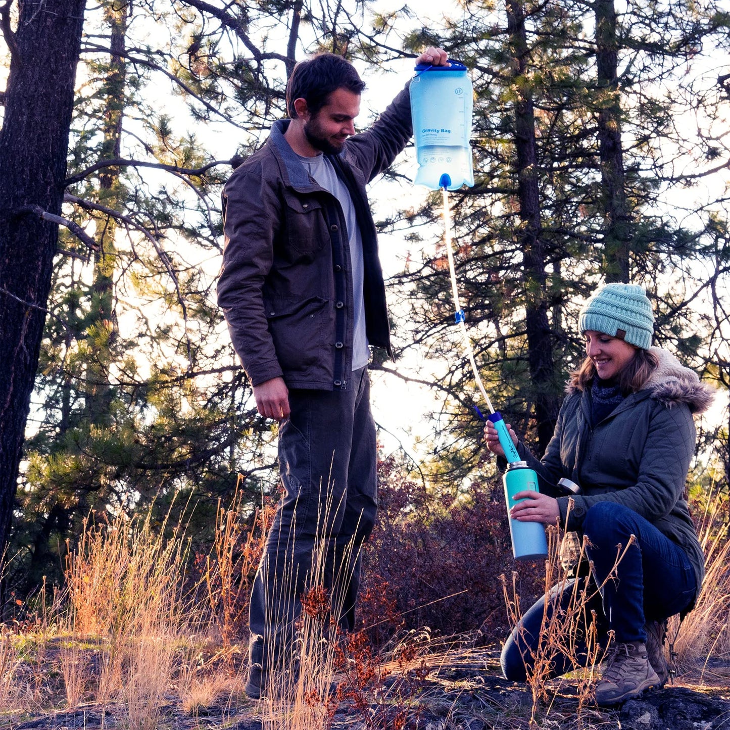 SimPure Gravity Water Filter, Portable Gravity-Fed Water Purifier with 3L Bag, Tree Strap, BPA Free Survival Gear and Equipment for Camping Hiking Emergency Preparedness