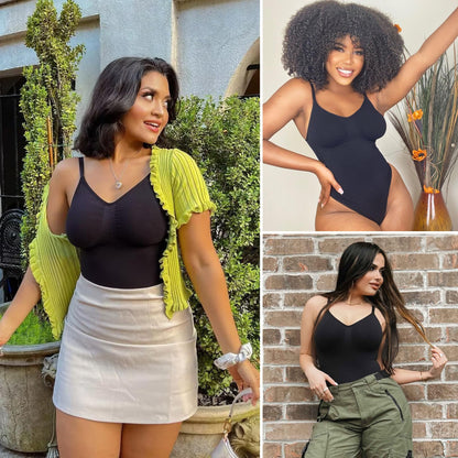 SHAPERX Women's Shapewear Bodysuit Tummy Control Body Shaper Seamless Sculpting Snatched Waist Body Suit,SZ5215-Black-S/M(One piece)