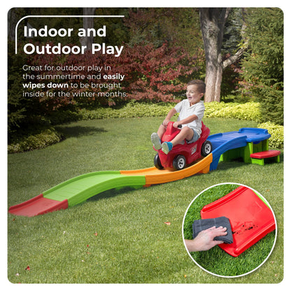 Step2 Up & Down Roller Coaster Kids Ride On Toy, Push Car, Indoor/Outdoor Playset, Made of Durable Plastic, Max Weight 50 lbs., For Toddlers 2-5 Years Old, Multicolor