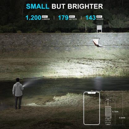 WUBEN C3 Flashlight 1200 High Lumens Rechargeable Flashlights 6 Modes Super Bright IP68 LED Tactical Flashlight for Camping, Home, Emergency, Rescue, Hunting, Inspection, Repair, Tool Gifts for Men