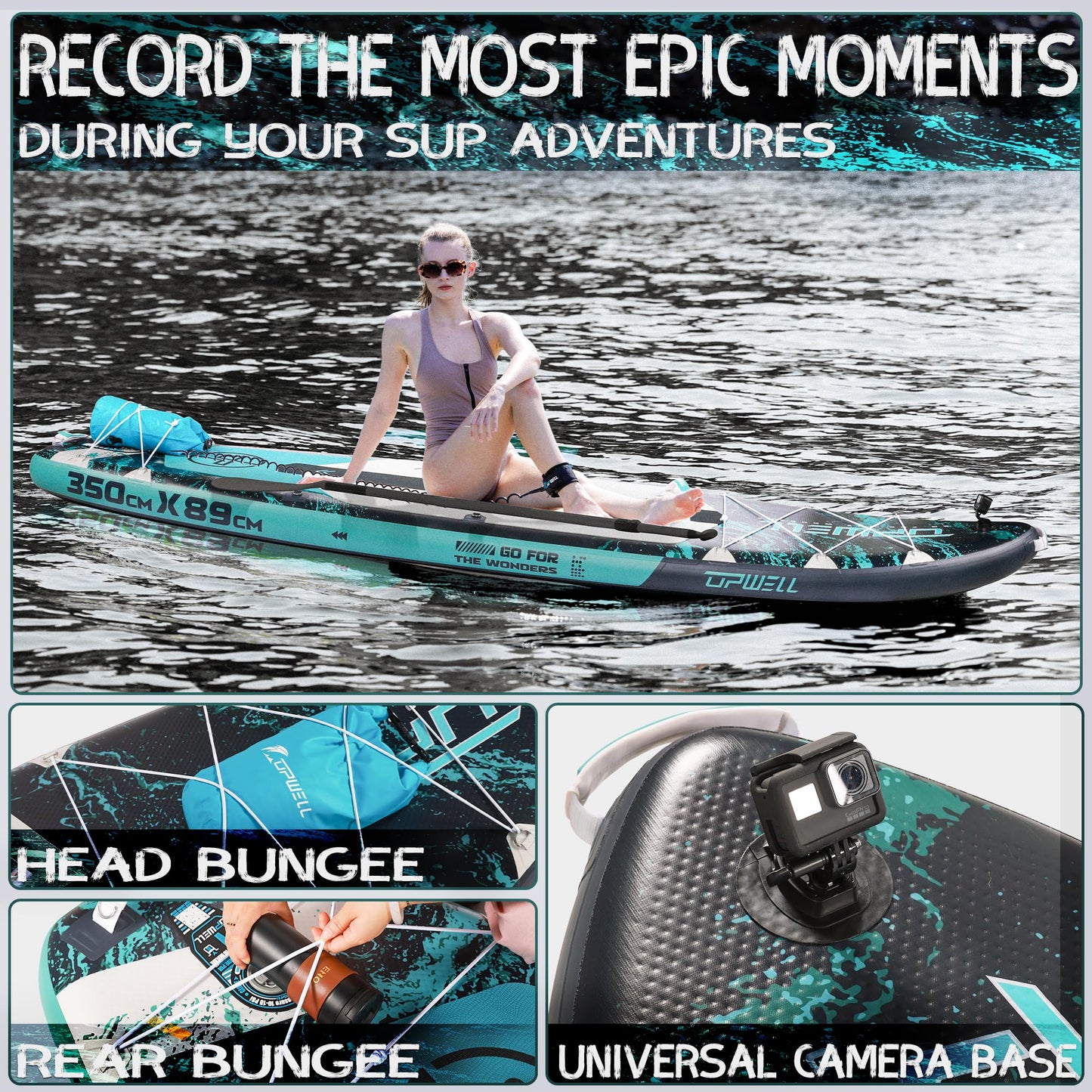 UPWELL 11'6"×35" Extra Wide Inflatable Paddle Board, Stand Up Paddle Board, Sup Paddle Boards for Adults, Atlantic