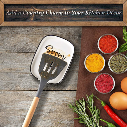 Ceramic Spoon Rest for Stove Top, Large Spoon Holder for Kitchen Counter, White Coffee Spoon Rest, Heat-Resistant Cooking Utensil Rest, Modern Farmhouse Kitchen Décor