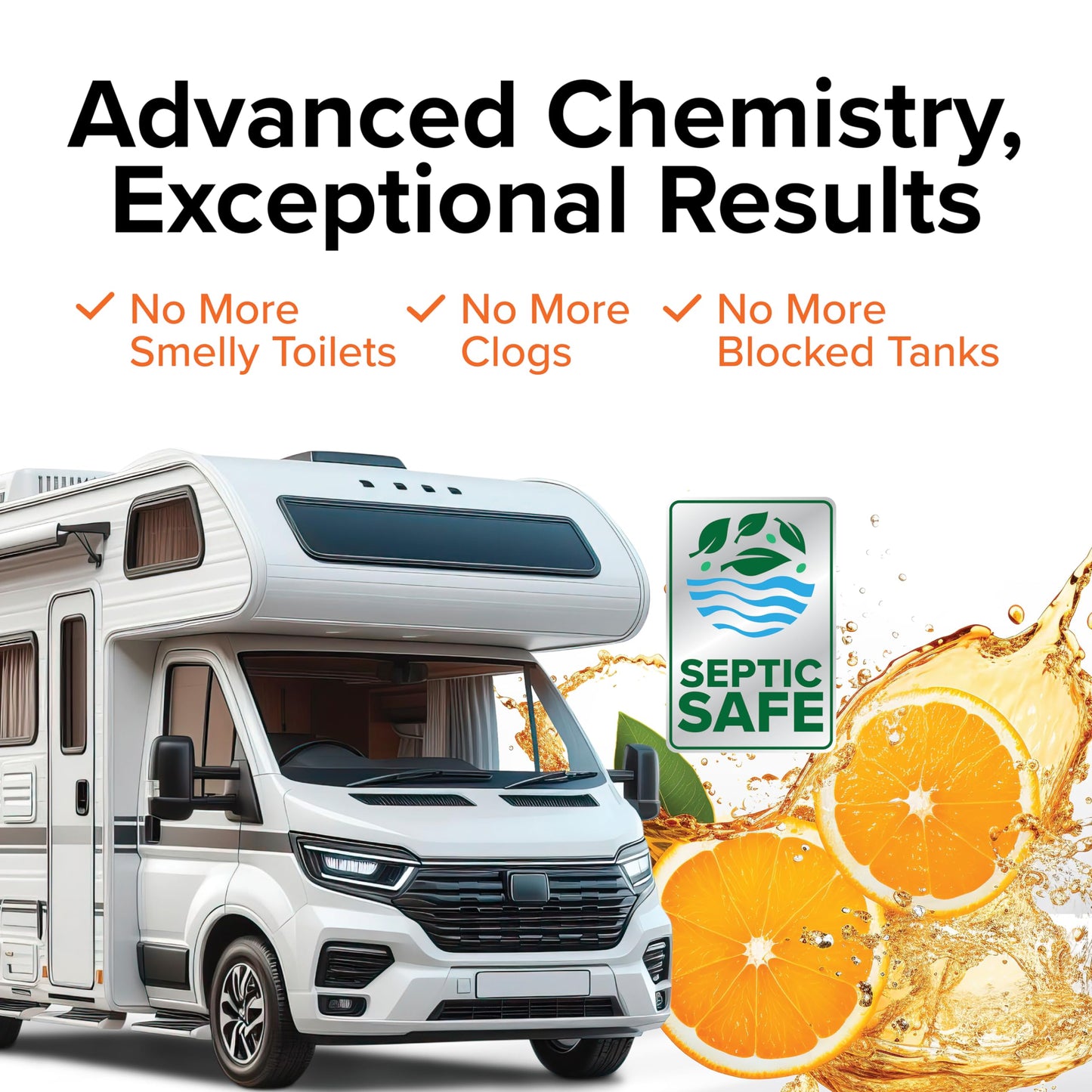 Camco TST MAX Camper/RV Toilet Treatment - Features Septic Safe Formula & Stops Odors Up to 7 Days - Orange Scent, 1-Gallon (41197)