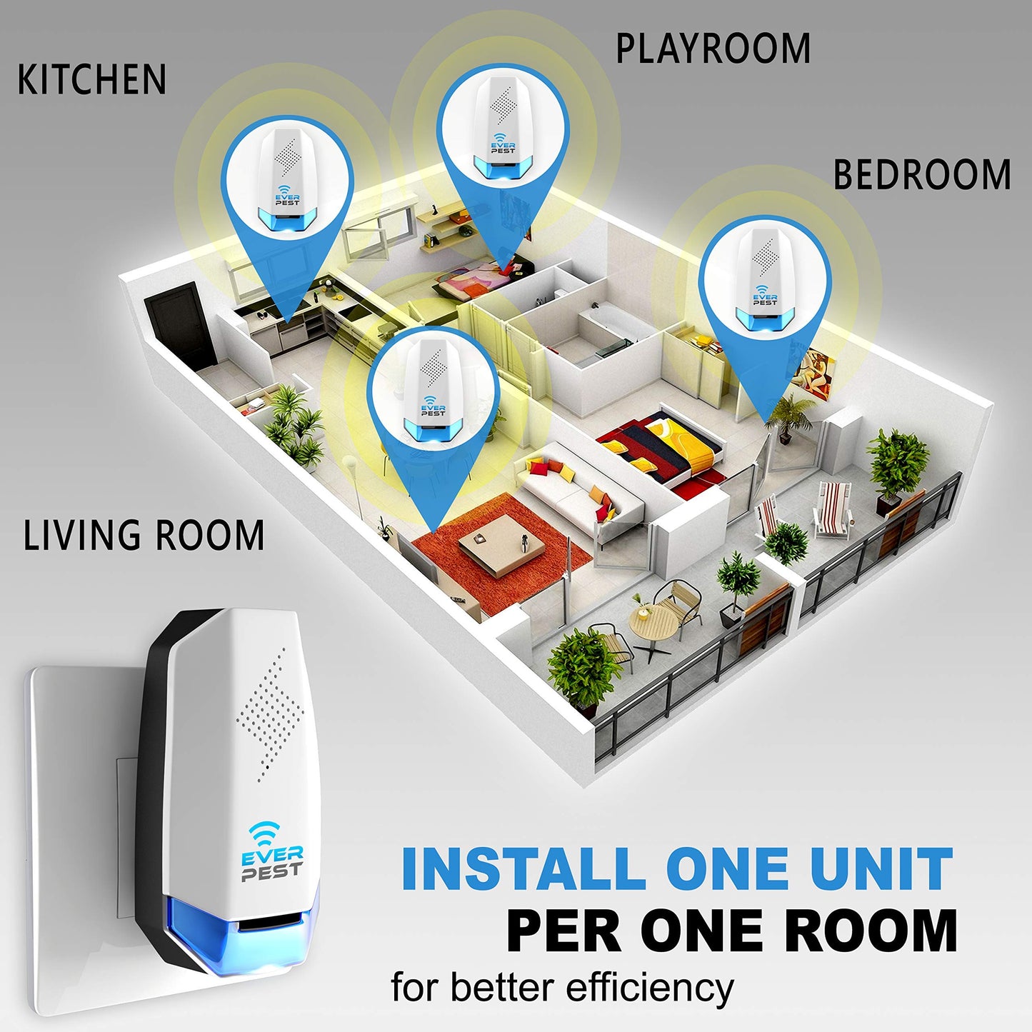 Ultrasonic Pest Repeller Control Plug in 2 Pack- Electronic Insect Defender - Roach Bed Bug Mouse Mosquito - Indoor Reject - for Cockroach Ants Mice Fly Rat Bedbug Model UD9284