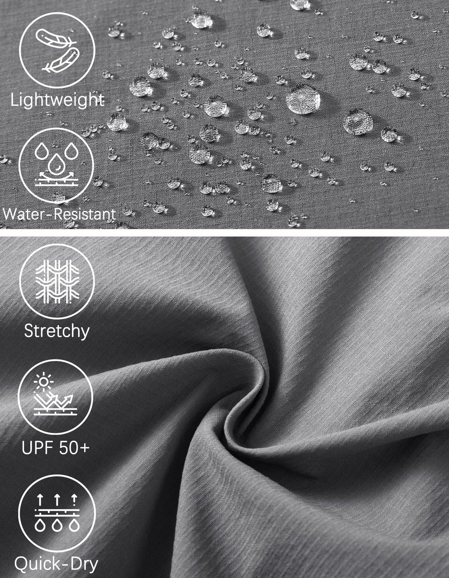 WENRONSTA Men's Hiking Work Cargo Pants Quick-Dry Lightweight Waterproof 6 Pockets Outdoor Mountain Fishing Camping Pants Light Grey XXL