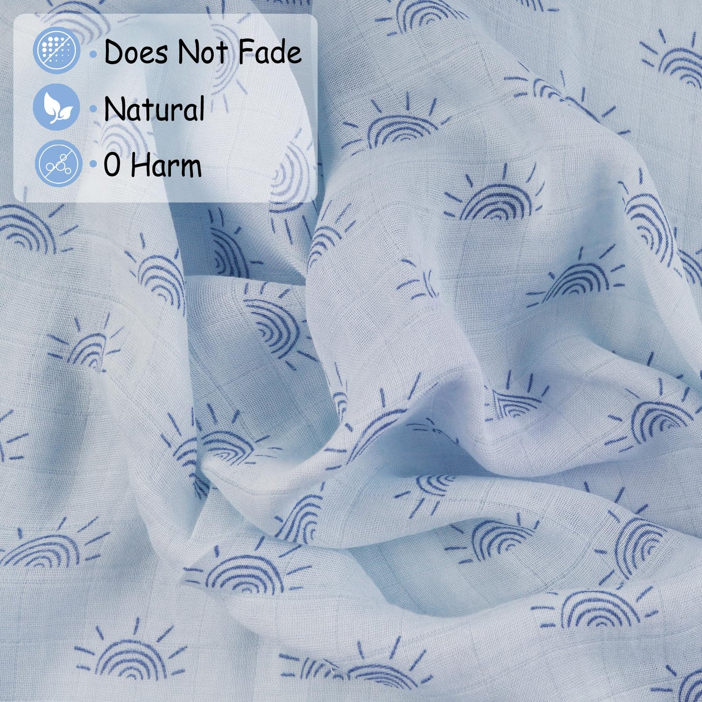 Viviland Muslin Swaddle Blankets, Breathable and Skin-Friendly Baby Receiving Blankets, 2-Pack Sun, 47 x 47 inches