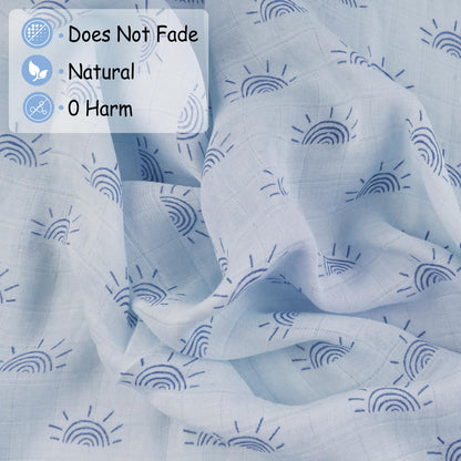 Viviland Muslin Swaddle Blankets, Breathable and Skin-Friendly Baby Receiving Blankets, 2-Pack Sun, 47 x 47 inches