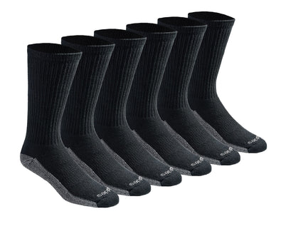 Dickies Men's Dri-tech Original Moisture Control Crew Socks Multipack, Black (6 Pairs), Shoe Size: 6-12, Pack of 6