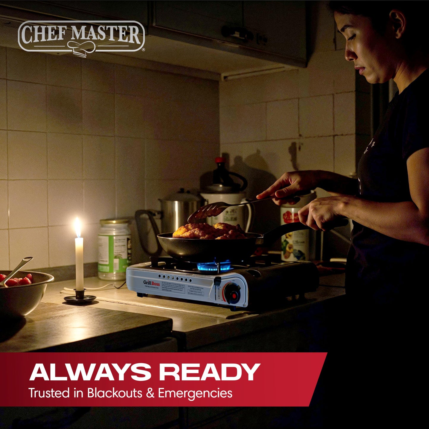 Grill Boss Dual Fuel Portable Stove, Dual Fuel Butane & Propane Stoves, 12K BTU Butane Camp Stove & Propane Portable Camping Stoves for Emergencies, Outdoor BBQ, Cooking, Hikings & Backpacking - 90057