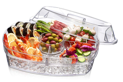 Prodyne Ice Party Platter, 15 1/2" x 11" x 6", Clear